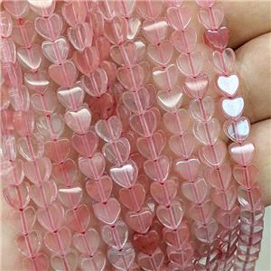 Red Synthetic Quartz Heart Beads, approx 6mm