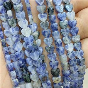 Natural Blue Dalmatian Jasper Heart Beads, approx 6mm