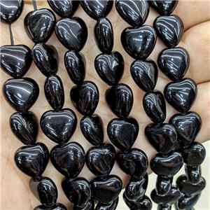 Natural Black Jasper Heart Beads, approx 12mm