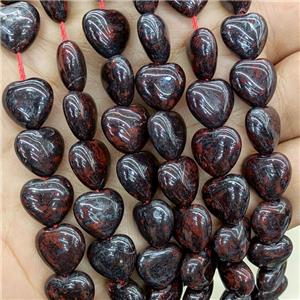 Natural Poppy Jasper Heart Beads, approx 12mm