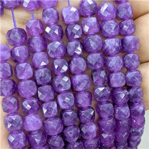 Purple Jade Beads Dye Faceted Cube, approx 7-8mm