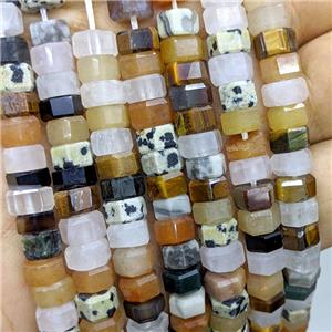 Mixed Gemstone Hexagon Spacer Beads, approx 5-8mm