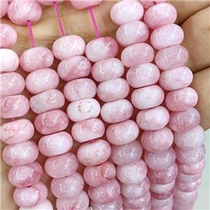 Pink Dye Jade Beads Smooth Rondelle B-Grade, approx 8-12mm