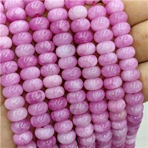 Pink Dye Jade Beads Smooth Rondelle, approx 6x10mm