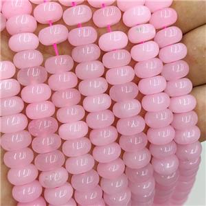 Pink Dye Jade Beads Smooth Rondelle, approx 6x10mm