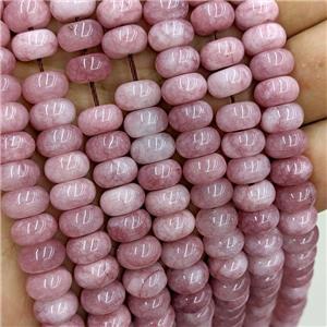 Pink Dye Jade Beads Smooth Rondelle, approx 6x10mm