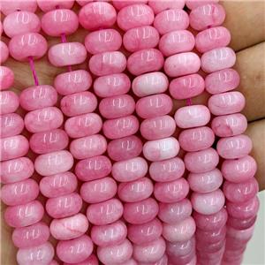 Pink Dye Jade Beads Smooth Rondelle, approx 6x10mm