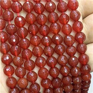 Natural Agate Beads Red Dye Faceted Round, approx 6mm dia