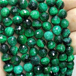 Natural Tiger Eye Stone Beads Green Dye Faceted Round, approx 6mm dia