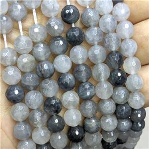 Natural Gray Cloudy Quartz Beads Faceted Round, approx 10mm dia