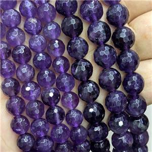 Natural Amethyst Beads Purple Faceted Round, approx 8mm dia