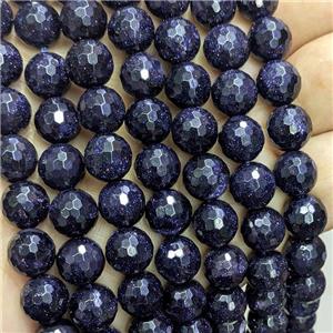 Blue Sandstone Beads Faceted Round, approx 6mm dia