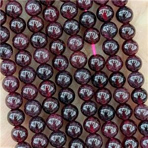 Natural Garnet Beads DarkRed Smooth Round, approx 4mm