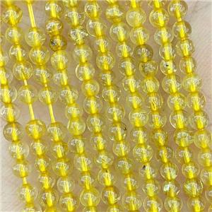 Natural Golden Rutilated Quartz Beads Smooth Round Dye, approx 3mm