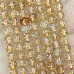 Natural Citrine Beads Yellow Smooth Round, approx 5mm