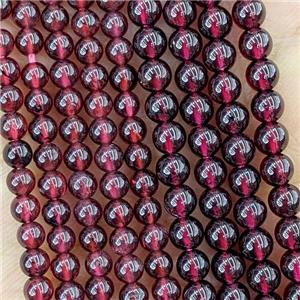 Natural Red Garnet Beads Smooth Round, approx 3.5mm