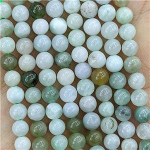 Natural Burmese Jadeite Beads Smooth Round Multicolor, approx 4mm