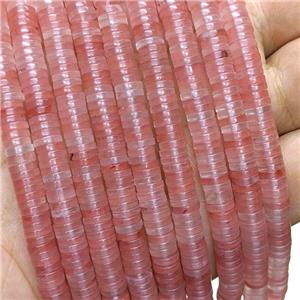 Synthetic Quartz Heishi Beads Pink, approx 1x6mm