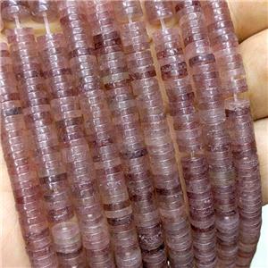 Natural Pink Strawberry Quartz Heishi Beads, approx 1x6mm