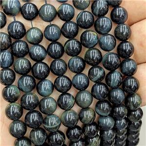 Blue Tiger Eye Stone Beads Smooth Round Natural Color, approx 12mm