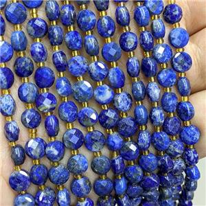 Natural Blue Lapis Lazuli Beads Faceted Coin, approx 6mm