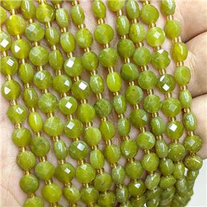 Natural Lemon Jade Beads Green Faceted Coin, approx 6mm