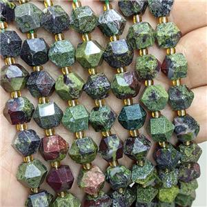 Natural Green Dragon Bloodstone Beads Cut Bicone, approx 8-10mm