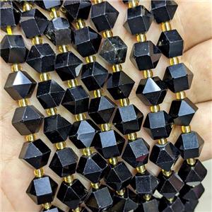 Natural Black Obsidian Beads Cut Bicone, approx 8-10mm