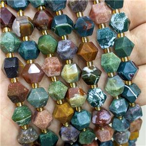 Natural Ocean Agate Beads Multicolor Cut Bicone, approx 8-10mm