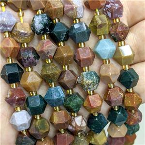 Natural Ocean Agate Beads Multicolor Cut Bicone, approx 8-10mm