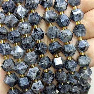 Natural Black Labradorite Beads Larvikite Cut Bicone, approx 8-10mm