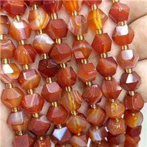 Natural Red Stripe Agate Beads Cut Bicone, approx 8-10mm