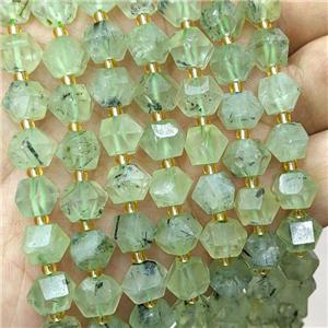 Natural Green Prehnite Beads Cut Bicone, approx 8-10mm