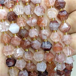 Natural Red Hematoid Quartz Beads Cut Bicone, approx 8-10mm