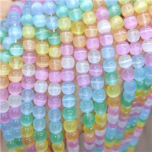 Natural Selenite Barrel Beads Dye Multicolor, approx 8x8mm