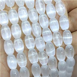 Natural Selenite Rice Beads White Dye, approx 8-12mm