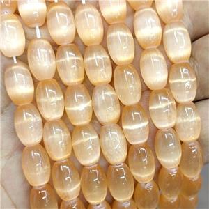 Natural Selenite Rice Beads Peach Dye, approx 8-12mm