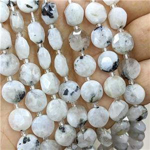 Natural White Moonstone Beads Faceted Coin, approx 10mm