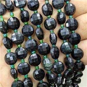 Darkgreen Jadeite Beads Faceted Coin, approx 10mm