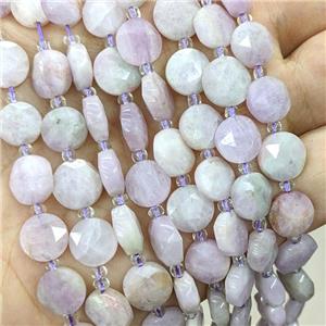 Natural Purple Kunzite Beads Faceted Coin, approx 10mm