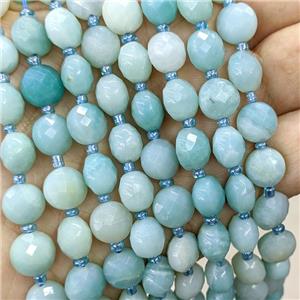 Natural Blue Amazonite Beads Faceted Coin, approx 10mm