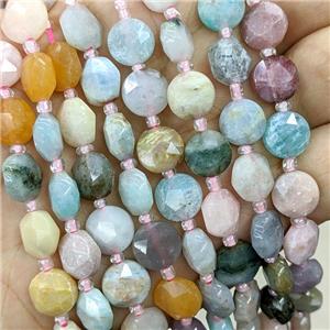 Natural Gemstone Beads Mixed Faceted Coin, approx 10mm