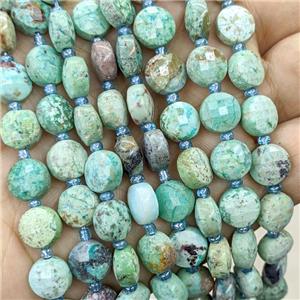 Natural Chinese Turquoise Beads Green Faceted Coin, approx 10mm