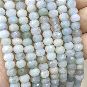 Natural Chinese Aquamarine Beads Blue Faceted Rondelle, approx 8mm