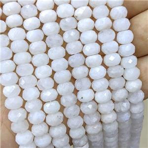 Natural White Moonstone Beads Faceted Rondelle, approx 8mm