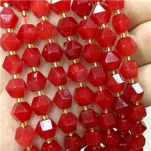 Red Dye Jade Beads Cut Bicone, approx 8-10mm