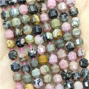 Natural Chinese Rhodonite Prism Beads Pink, approx 4mm