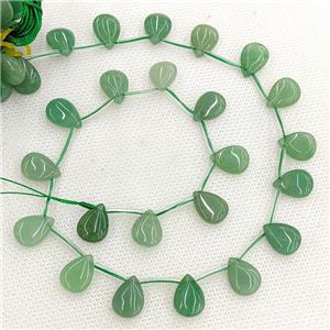 Natural Green Aventurine Beads Teardrop Topdrilled, approx 10-14mm