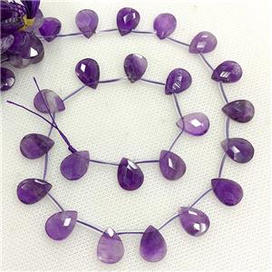 Natural Purple Amethyst Beads Faceted Teardrop Topdrilled, approx 10-14mm