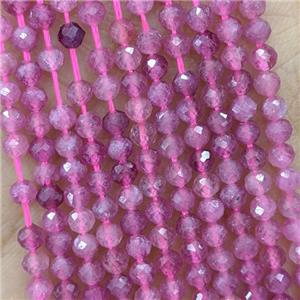 Natural Pink Tourmaline Beads Pony Faceted Round, approx 3mm